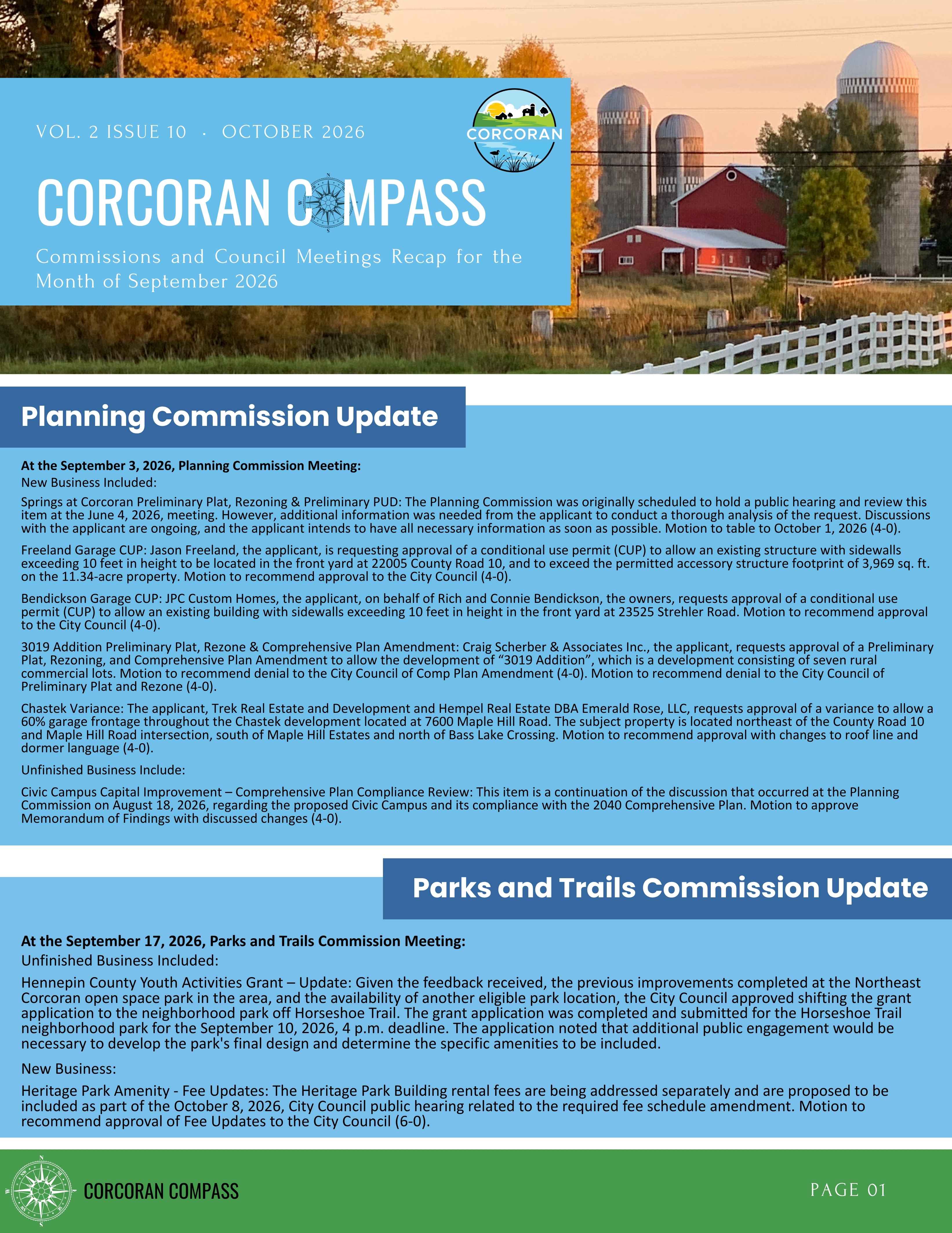 Corcoran Compass October Volume 2 Issue 10 Page 1 Image