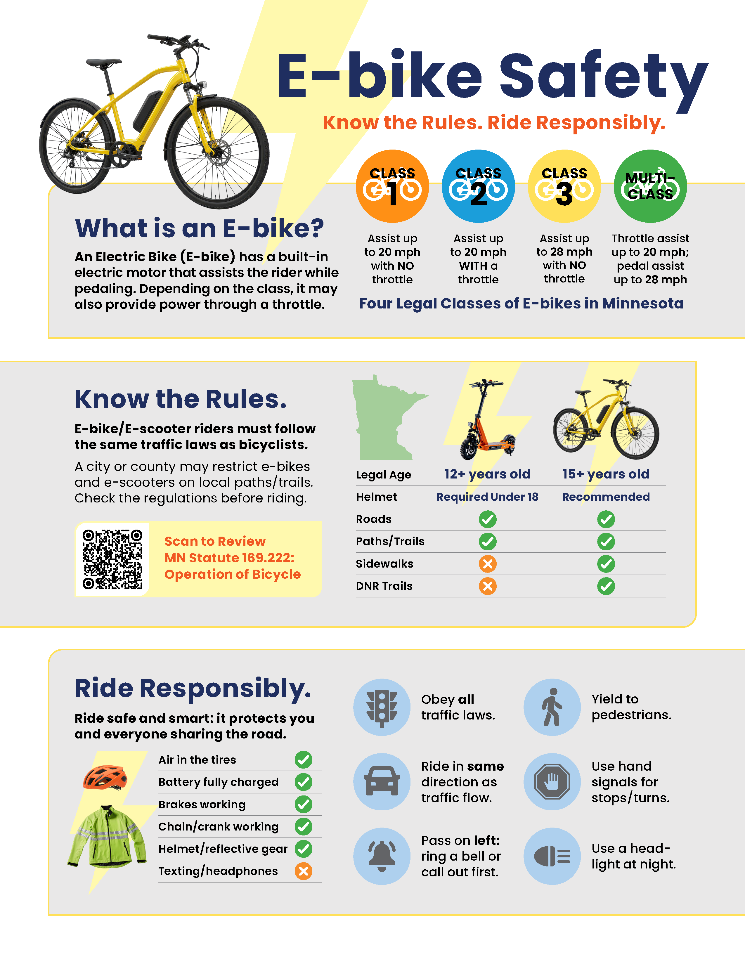 Minnesota Department of Transportation E-Bike Safety Flyer Page 1 Image